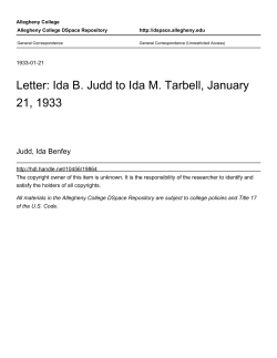 Letter: Ida B. Judd to Ida M. Tarbell, January 21, 1933