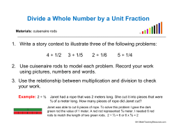 Divide a Whole Number by a Unit Fraction Materials