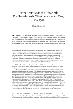 From Hystories to the Historical: Five Transitions in Thinking about