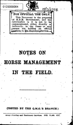 Notes on Horse Management in the Field.