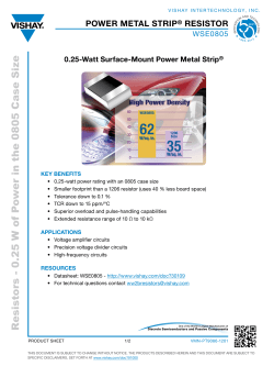 R e s is tors - 0 .2 5 W o f P o w e r in the 0 8 05 C as e S ize