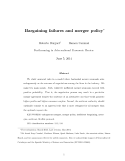 Bargaining failures and merger policy - IAE-CSIC