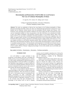 Determination and Restoration of Soil Fertility by Local Farmers: The
