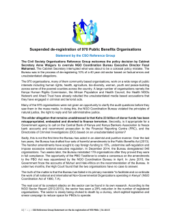 Suspended de-registration of 970 Public Benefits Organisations