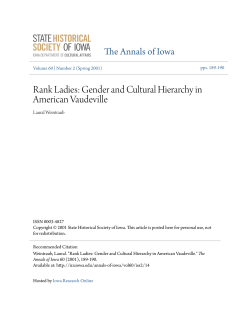 Rank Ladies: Gender and Cultural Hierarchy in American Vaudeville