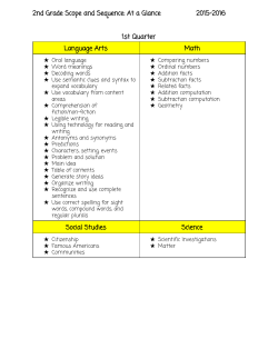 2nd Grade Scope and Sequence: At a Glance 2015