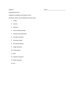 Spring Board Unit 4 Academic Vocabulary and Literary Terms