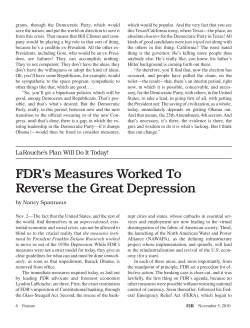 FDR`s Measures Worked To Reverse the Great Depression