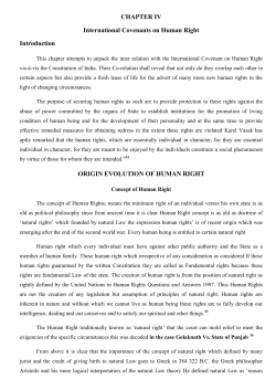 CHAPTER IV International Covenants on Human Right Introduction