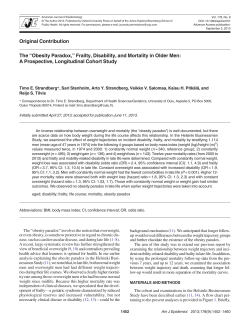 The &ldquo;Obesity Paradox,&rdquo; Frailty, Disability, and Mortality in Older Men