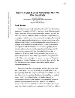 Review of Jean Kazez`s Animalkind: What We Owe to Animals
