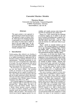 Cascaded Markov Models - ACL Anthology Reference Corpus