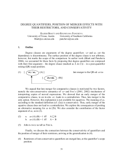 degree quantifiers, position of merger effects with