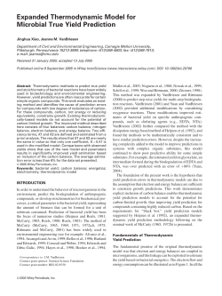 Expanded thermodynamic model for microbial true yield prediction