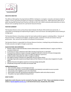 EXECUTIVE DIRECTOR The Jefferson Metropolitan Housing