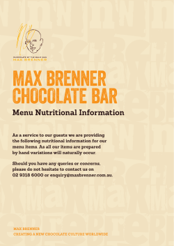 Menu Nutritional Information