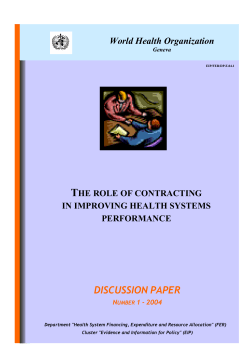 THE ROLE OF CONTRACTING IN IMPROVING HEALTH SYSTEMS
