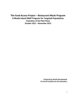 The Food Access Project &ndash; Restaurant Meals Program