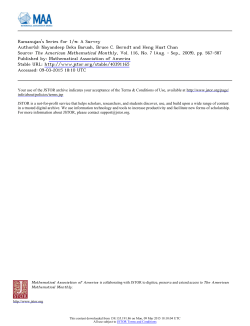 Ramanujan`s Series for 1/&pi;: A Survey Author(s): Nayandeep Deka