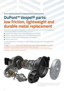DuPont&trade; Vespel&reg; parts: low friction, lightweight and durable metal