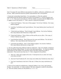 Math 15 Operations on Whole Numbers Name