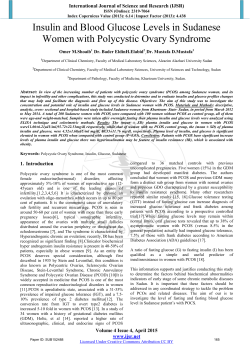 Insulin and Blood Glucose Levels in Sudanese Women with