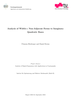 Analysis of Width-w Non-Adjacent Forms to Imaginary Quadratic