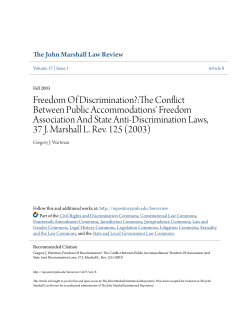 Freedom Of Discrimination? - The John Marshall Institutional