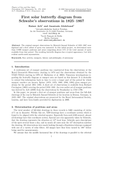 First solar butterfly diagram from Schwabe`s
