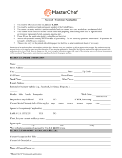 MasterChef 6 Contestant Application