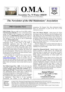 The Newsletter of the Old Maidonians` Association