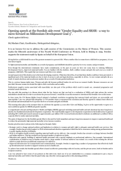 Opening speech at the Swedish side event "Gender Equality and