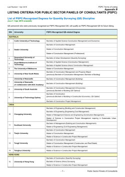 listing criteria for public sector panels of consultants (pspc)