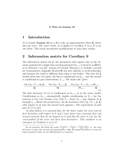 1 Introduction 2 Information matrix for Corollary 9