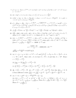 7. y + y = x. I(x) = e = ex ⇒ (exy) = xe x ⇒ exy
