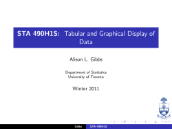STA 490H1S - Department of Statistical Sciences