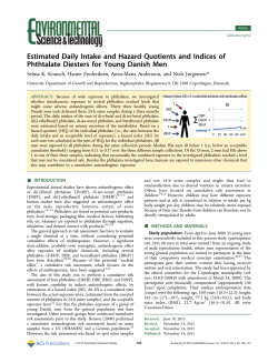 Estimated Daily Intake and Hazard Quotients and Indices of