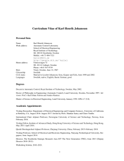 Curriculum Vitae of Karl Henrik Johansson