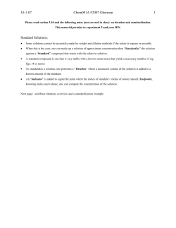 10-1-07 Chem001A F2007 Gherman 1 Standard Solutions:
