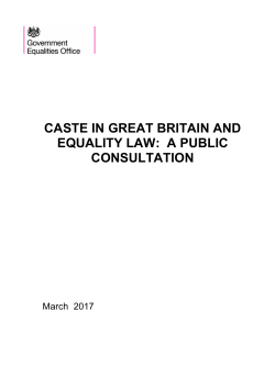 caste in great britain and equality law: a public consultation
