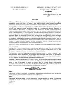 THE NATIONAL ASSEMBLY No: 1992 Constitution SOCIALIST