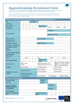 Apprenticeship Enrolment Form - Wandsworth Lifelong Learning