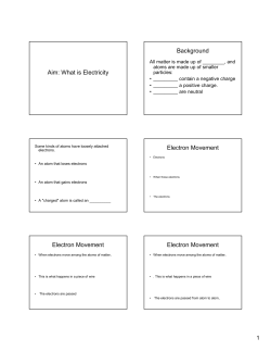 Aim: What is Electricity Background Electron Movement Electron