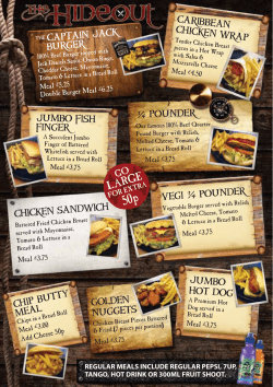 Table Menus - Calypso Cove Water Park