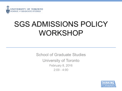 SGS Admissions Policy Workshop