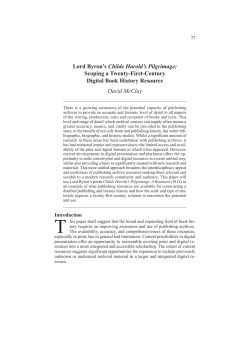 Lord Byron`s Childe Harold`s Pilgrimage: Scoping a Twenty