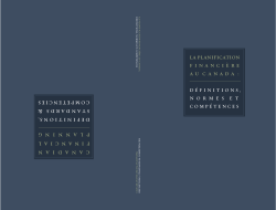 la planification financi&egrave;re au canada : d&eacute;finitions, n o r m e s e t