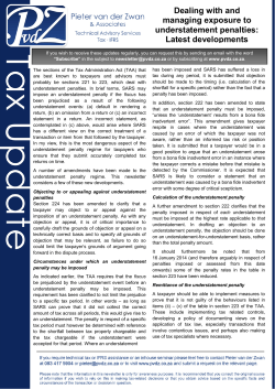 Dealing with and managing exposure to understatement penalties