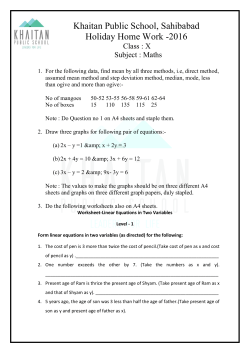 Khaitan Public School, Sahibabad Holiday Home Work -2016
