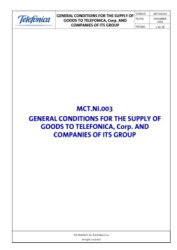 MCT.NI.003 General conditions for supply of the goods to